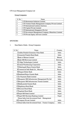 UTI Asset Management Company Ltd Group