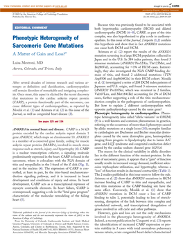 Phenotypic Heterogeneity of Sarcomeric Gene Mutations