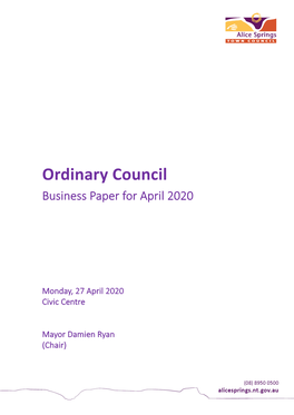 Ordinary Council Business Paper for April 2020