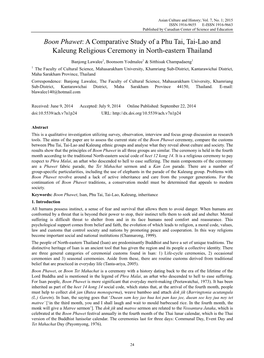 A Comparative Study of a Phu Tai, Tai-Lao and Kaleung Religious Ceremony in North-Eastern Thailand