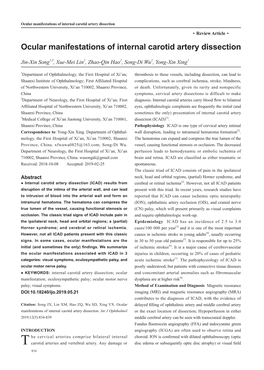 Ocular Manifestations of Internal Carotid Artery Dissection