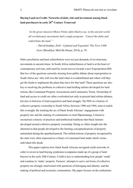 Networks of Debt, Risk and Investment Among Black Land Purchasers in Early 20Th Century Transvaal