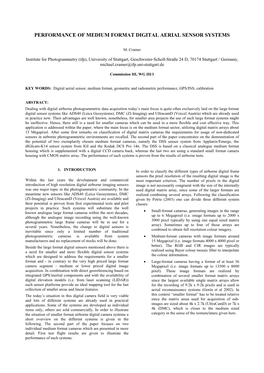 Performance of Medium Format Digital Aerial Sensor Systems