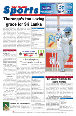 Tharanga's Ton Saving Grace for Sri Lanka