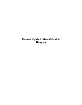 Human Rights & Mental Health: Hungary