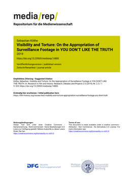 Visibility and Torture: on the Appropriation of Surveillance Footage in YOU DON’T LIKE the TRUTH 2019