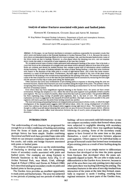 Analysis of Minor Fractures Associated with Joints and Faulted Joints