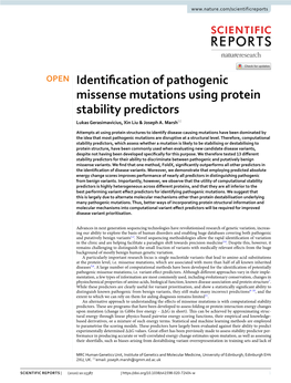 Identification of Pathogenic Missense Mutations Using Protein Stability