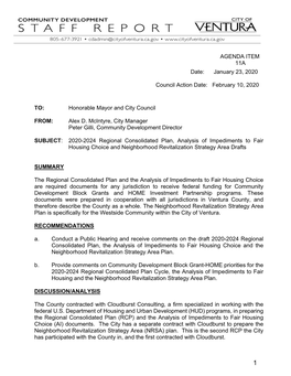 2020-2024 Regional Consolidated Plan, Analysis of Impediments to Fair Housing Choice and Neighborhood Revitalization Strategy Area Drafts