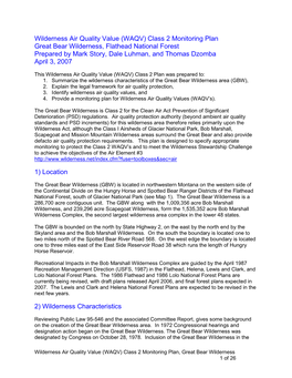 Wilderness Air Quality Value (WAQV) Class 2 Monitoring Plan