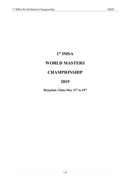 1St IMSA WORLD MASTERS CHAMPIONSHIP 2019