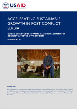Accelerating Sustainable Growth in Post-Conflict Serbia