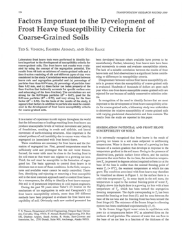 Factors Important to the Development of Frost Heave Susceptibility Criteria for Coarse-Grained Soils