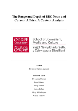 The Range and Depth of BBC News and Current Affairs: a Content Analysis