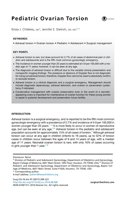 Pediatric Ovarian Torsion