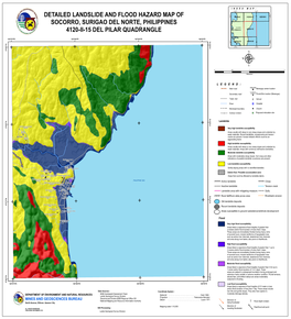Detailed Landslide and Flood Hazard Map of Socorro, Surigao Del Norte, Philippines 4120-Ii-15 Del Pilar Quadrangle