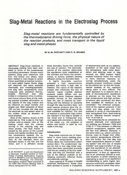 Slag-Metal Reactions in the Electroslag Process