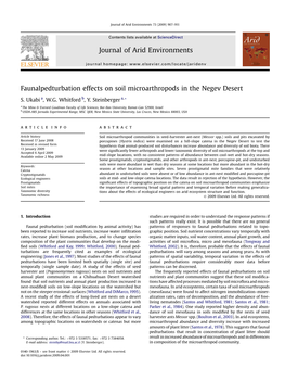 Faunalpedturbation Effects on Soil Microarthropods in the Negev Desert