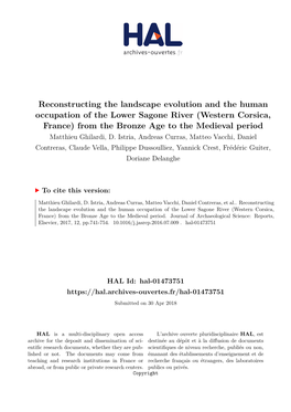 Reconstructing the Landscape Evolution and the Human Occupation of the Lower Sagone River (Western Corsica, France) from The