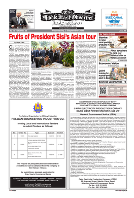 Fruits of President Sisi's Asian Tour