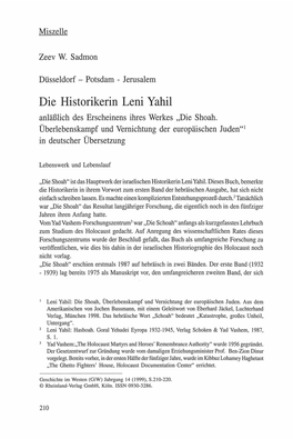 Die Historikerin Leni Yahil Anläßlich Des Erscheinens Ihres Werkes "Die Shoah