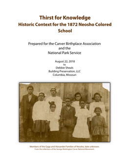 Thirst for Knowledge: Historic Context for the 1872 Neosho Colored School