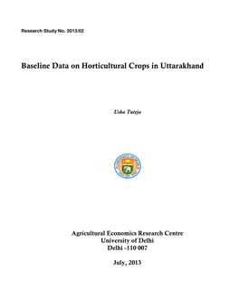 Baseline Data on Horticultural Crops in Uttarakhand