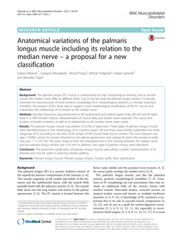 Anatomical Variations of the Palmaris Longus Muscle Including Its Relation