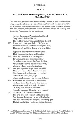 Pl Ovid, from Metamorphoses, C. AD 10. Trans. A. D. Melville, 1986°