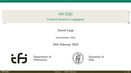 INF2080 Context-Sensitive Langugaes