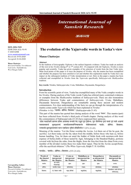 The Evolution of the Yajurvedic Words in Yaska's View