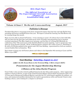 August 2017 EAA 43 Newsletter