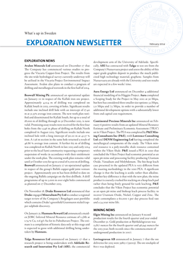 EXPLORATION NEWSLETTER February 2014