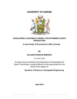 Department of Geospatial and Space Technology in Partial Fulfillment of the Requirements for the Award of the Degree Of