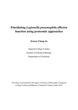 Legionella Pneumophila Effector Function Using Proteomic Approaches