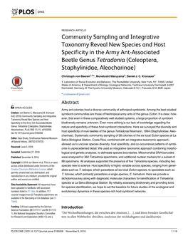 Community Sampling and Integrative Taxonomy Reveal New Species