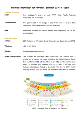 Practical Information for APNRTC Seminar 2016 in Seoul