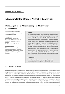 Minimum Color-Degree Perfect B-Matchings