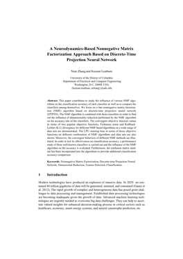 A Neurodynamics-Based Nonnegative Matrix Factorization Approach Based on Discrete-Time Projection Neural Network