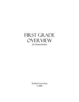 First Grade Overview for Homeschoolers