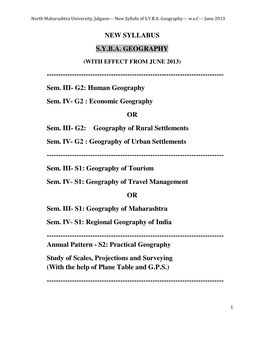 New Syllabus Syba Geography