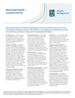 Municipal Bonds — Common Terms