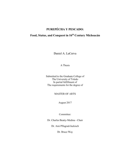 PUREPÉCHA Y PESCADO: Food, Status, and Conquest in 16Th