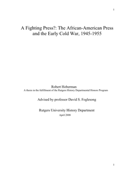 The African-American Press and Early Cold War