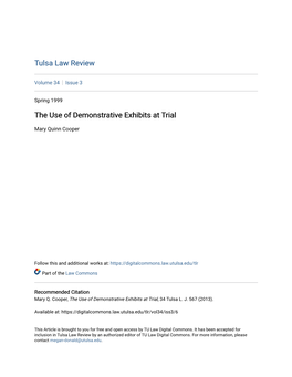 The Use of Demonstrative Exhibits at Trial