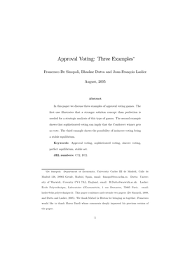 Approval Voting: Three Examples∗