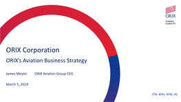 ORIX Corporation ORIX’S Aviation Business Strategy