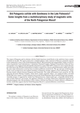 Did Patagonia Collide with Gondwana in the Late Paleozoic? Some Insights from a Multidisciplinary Study of Magmatic Units of the North Patagonian Massif