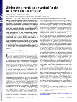 Shifting the Genomic Gold Standard for the Prokaryotic Species Definition