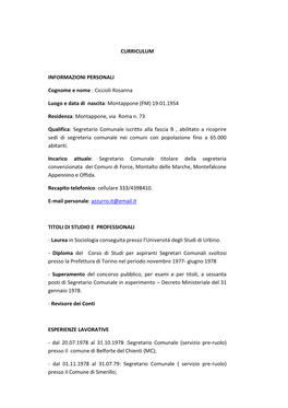 Segretario Comunale Iscritto Alla Fascia B , Abilitato a Ricoprire Sedi Di Segreteria Comunale Nei Comuni Con Popolazione Fino a 65.000 Abitanti